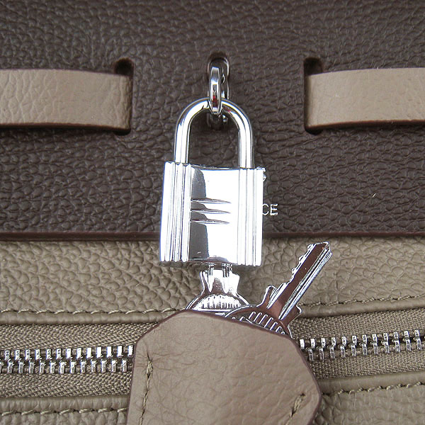 7A Replica Hermes Grey/Dark Coffee Kelly 32cm Togo Leather Bag 60667 - Click Image to Close